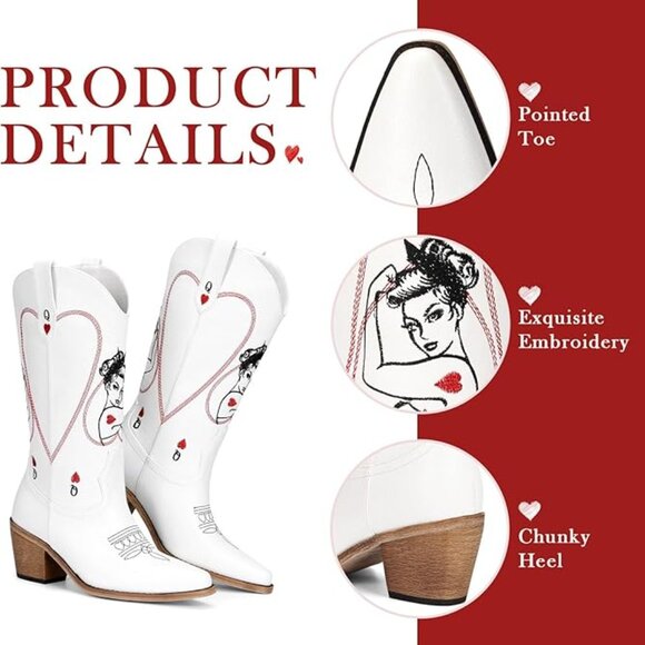 Women's Mid Calf Cowboy Boots - Picture 5 of 5